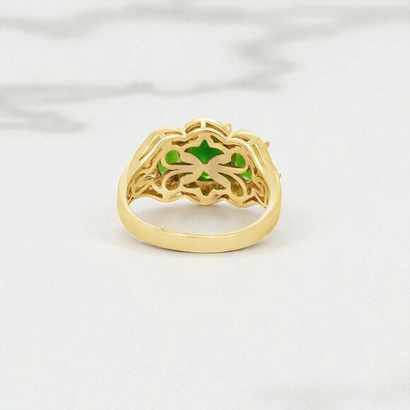 Chrome Diopside, Pink Sapphire, and Diamond Ring in 14kt Yellow Gold - Picture 3 of 3